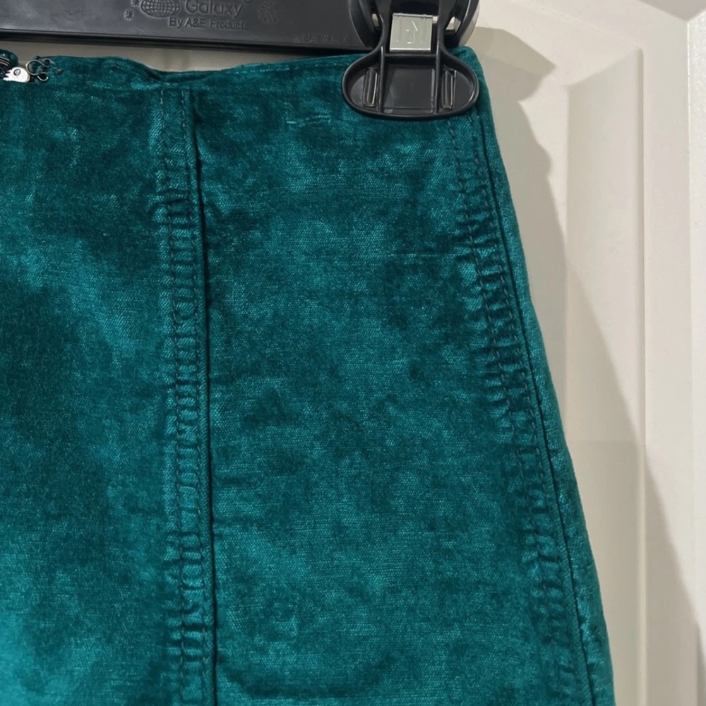 Free People Emerald Mini Skirt Teal Faux Suede Short Skirt Size 0 - Picture 4 of 10